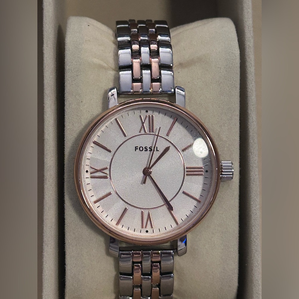 Fossil Two-Tone Silver and Rose Gold Watch